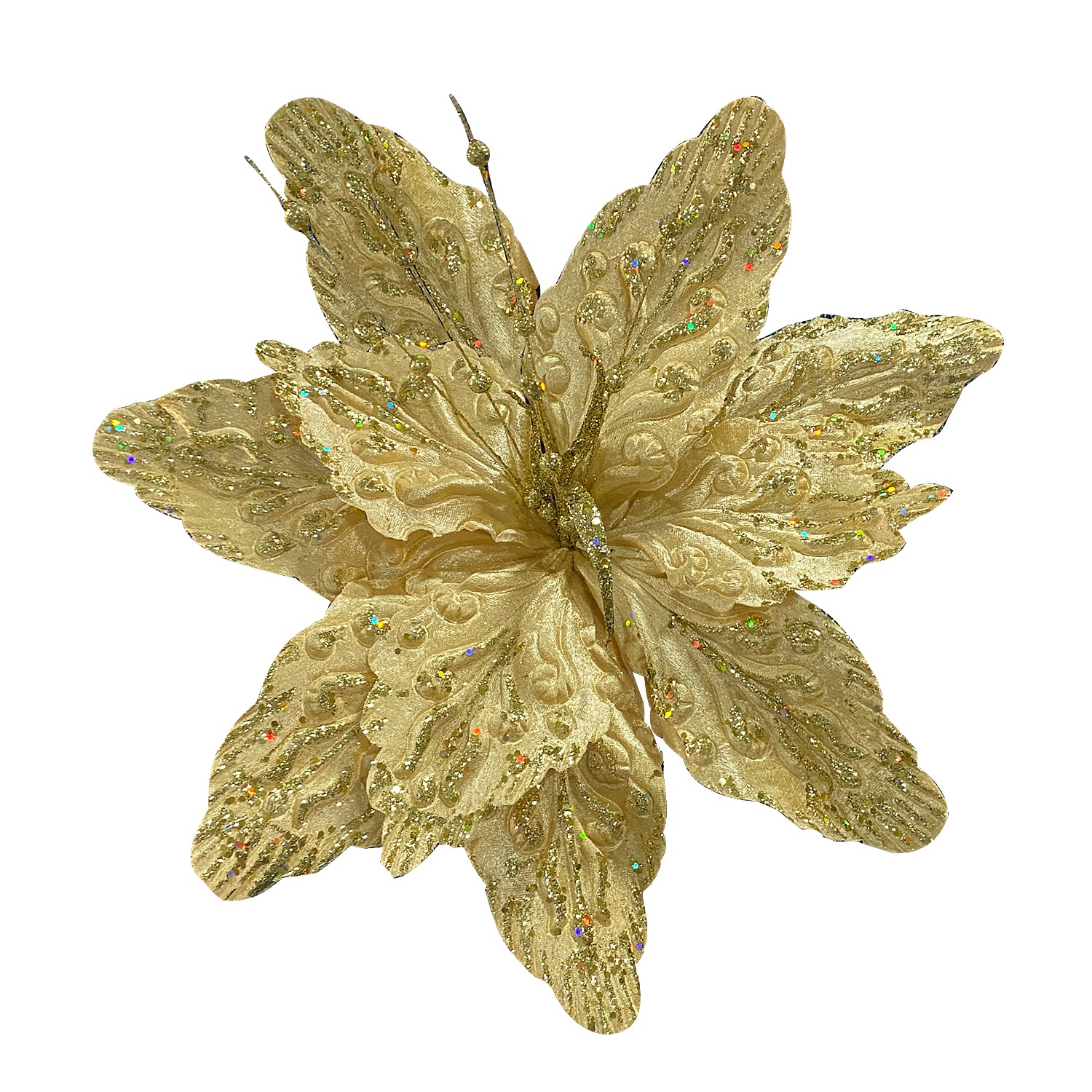 FLOR NAVIDEÑA DORADA 45CM (BJX60)