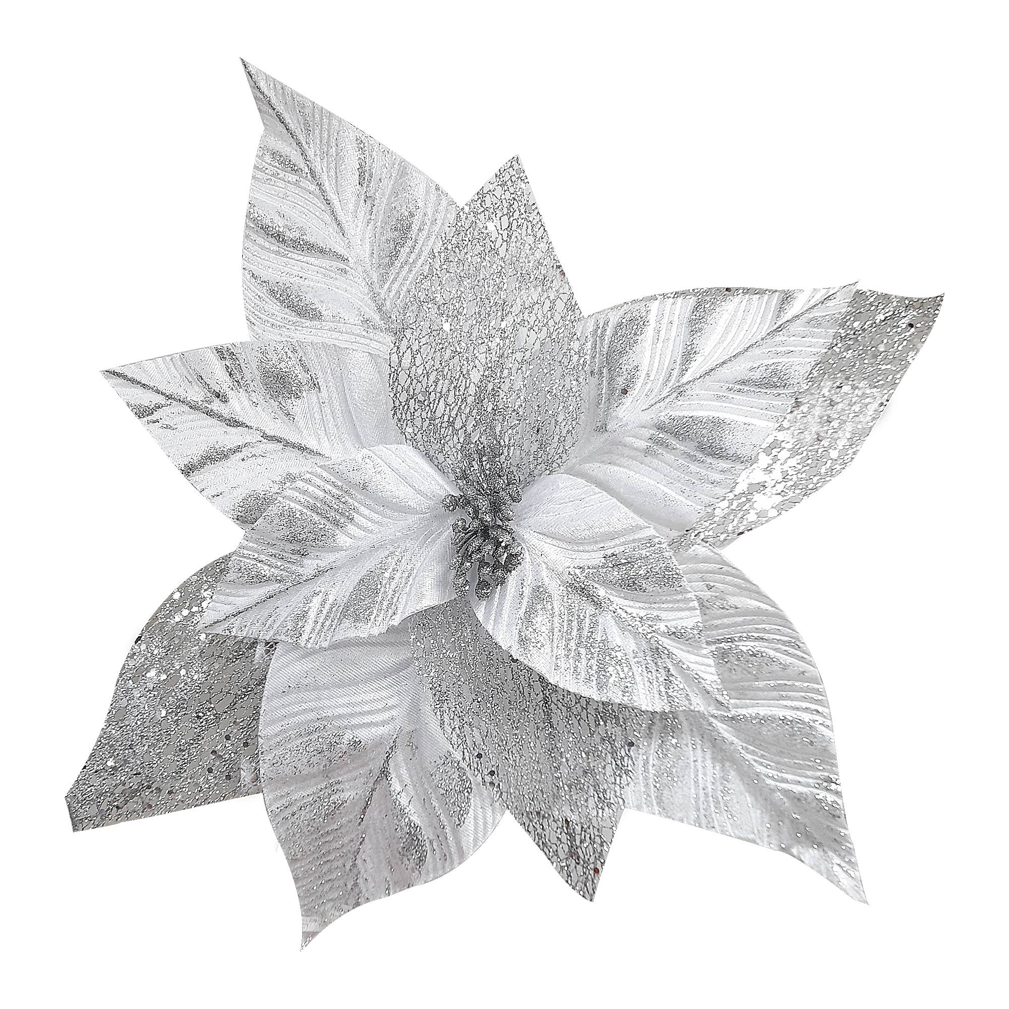 FLOR NAVIDEÑA PLATEADA 46CM (BJX48)