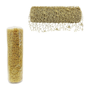 MALLA NAVIDEÑA NIDO DE PAJARO DORADA 24CM*5Y