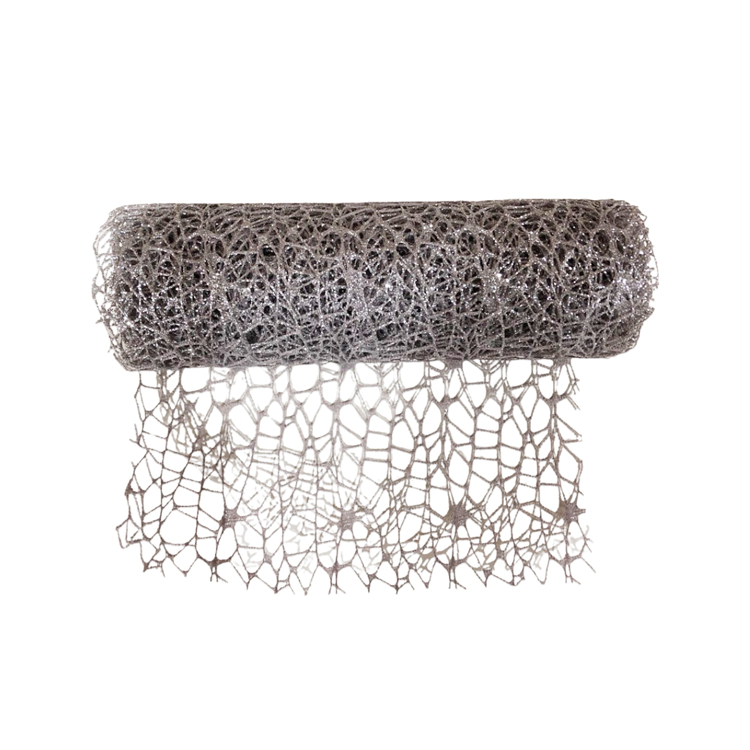 MALLA NAVIDEÑA NIDO DE PAJARO PLATEADA 24CM*5Y