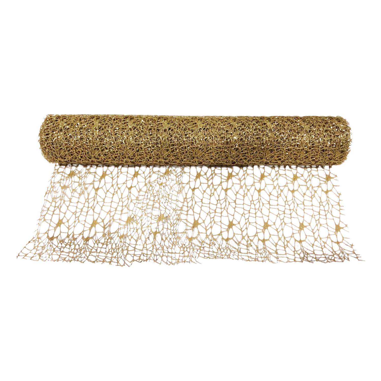 MALLA NAVIDEÑA NIDO DE PAJARO DORADA 48CM*5Y