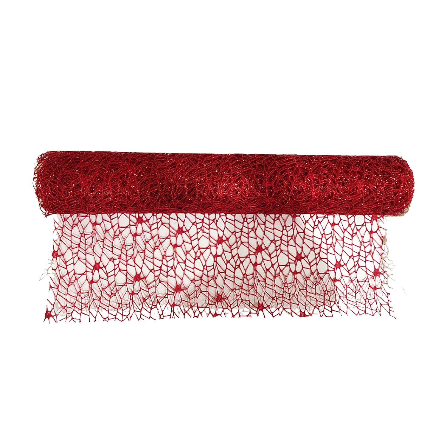 MALLA NAVIDEÑA NIDO DE PAJARO ROJA 48CM*5Y