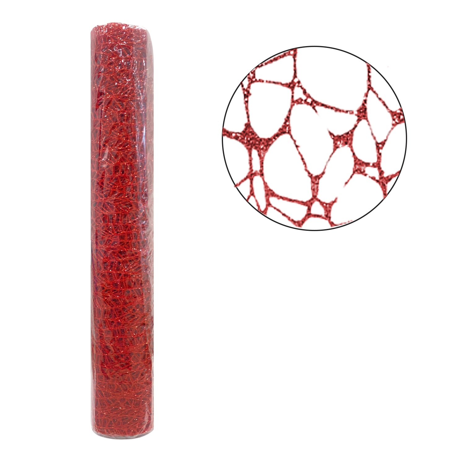 MALLA NAVIDEÑA NIDO DE PAJARO ROJA 48CM*5Y