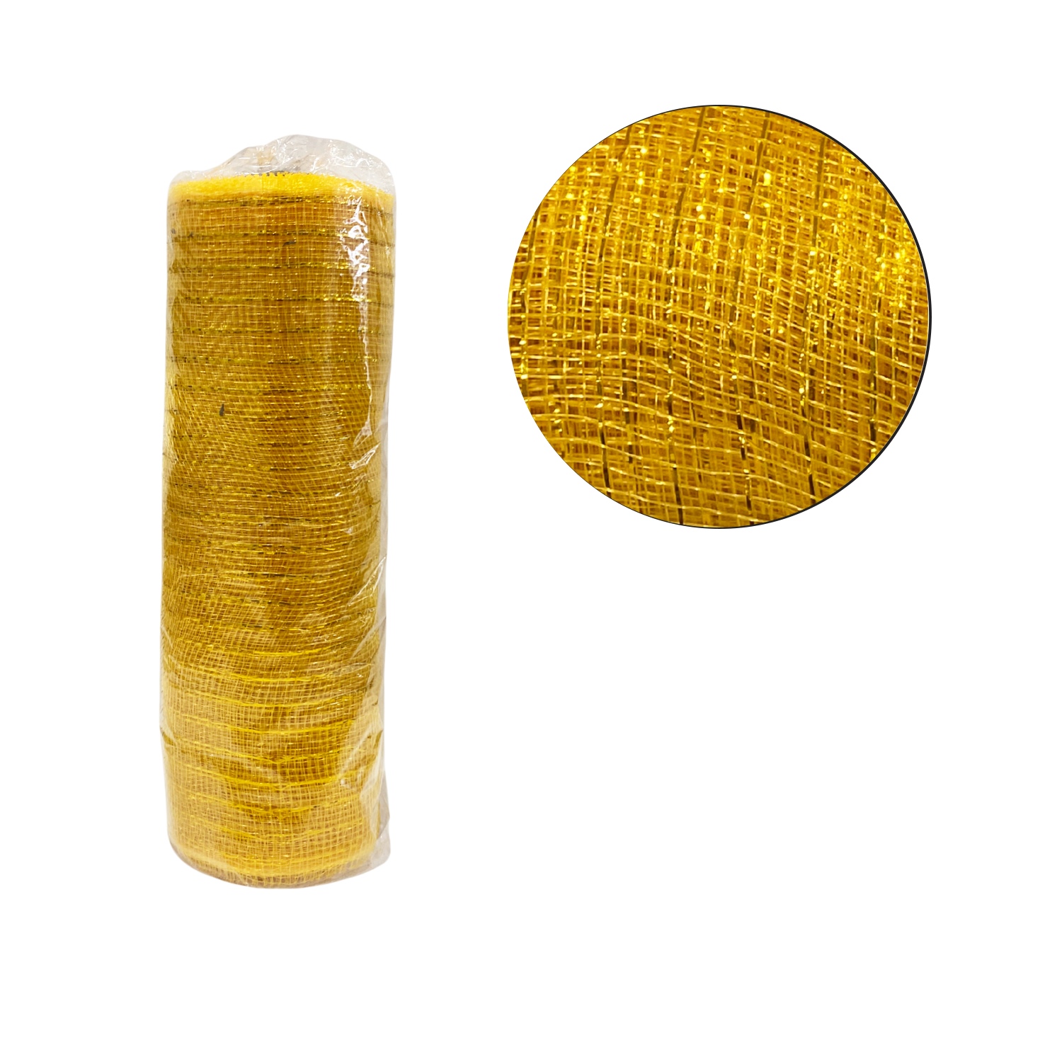 MALLA NAVIDEÑA TRADICIONAL AMARILLA 26CM*10Y