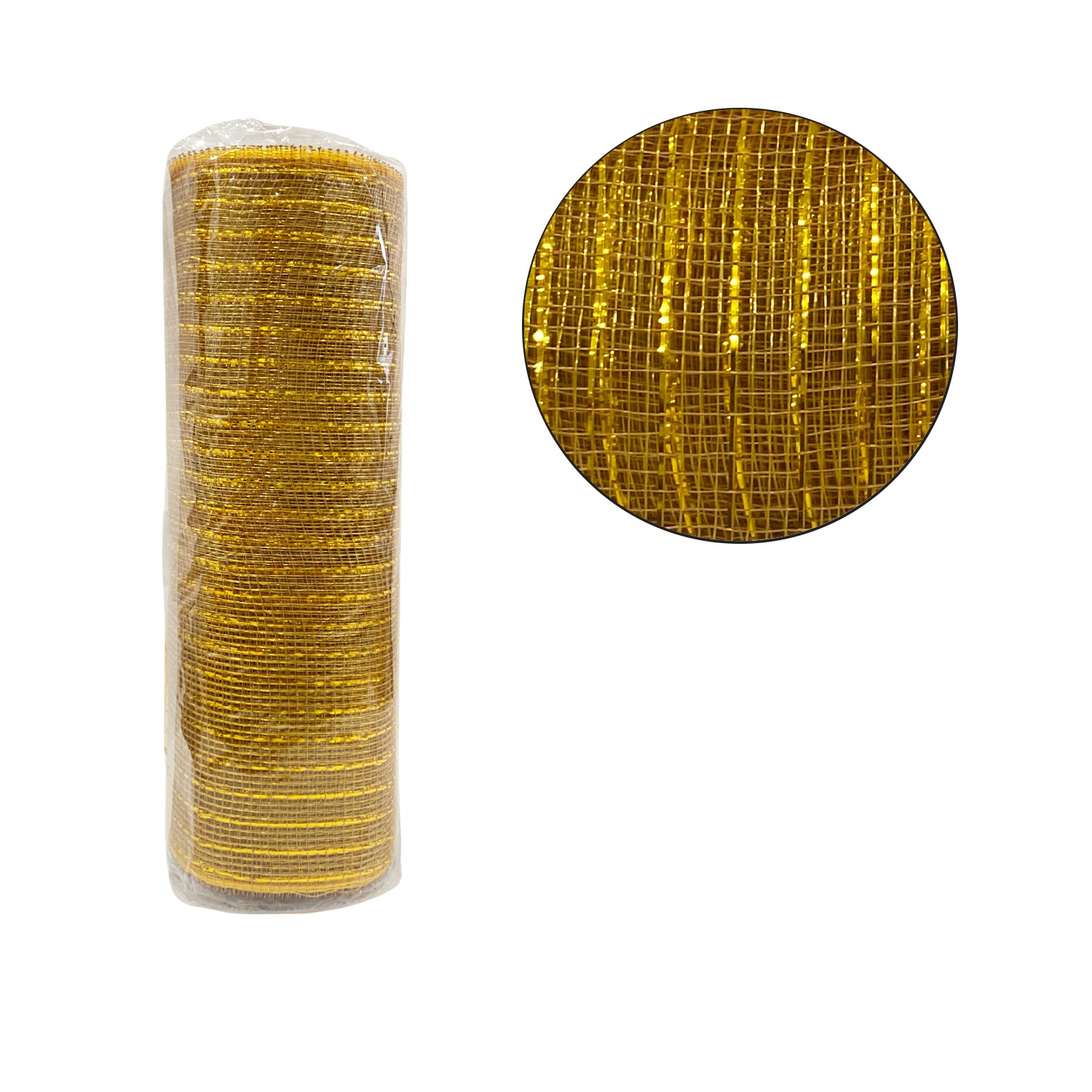 MALLA NAVIDEÑA TRADICIONAL DORADA 26CM*10Y