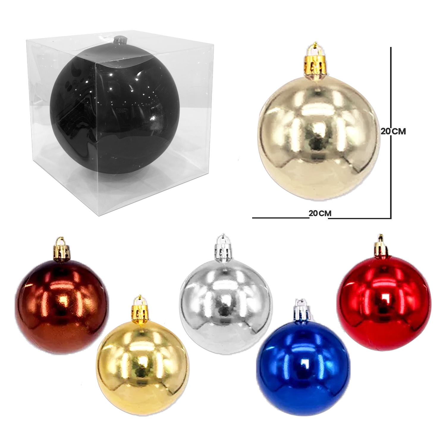 BOLA NAVIDEÑA BRILLANTE SURTIDA 20CMº