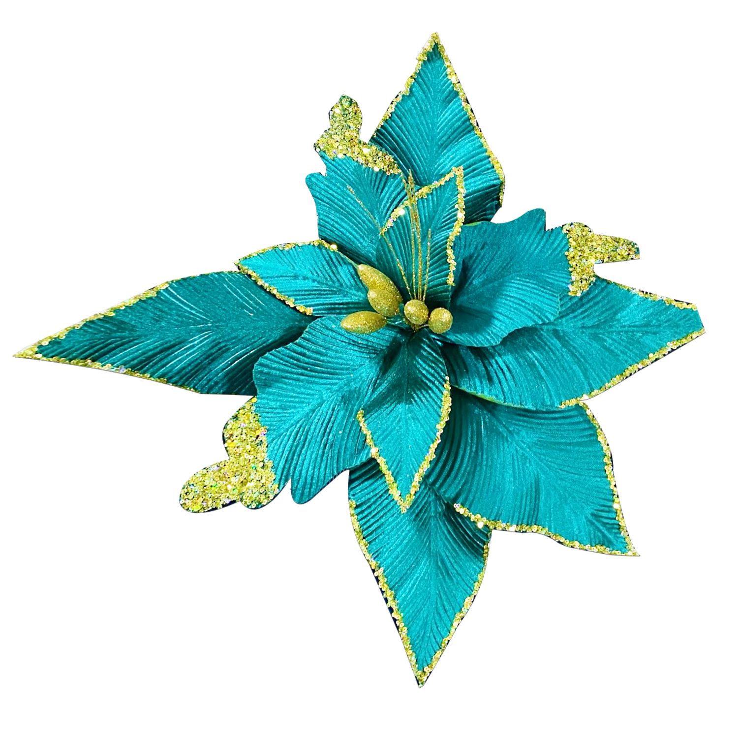 FLOR NAVIDEÑA VERDE ESMERALDA 55CM (BJX40)