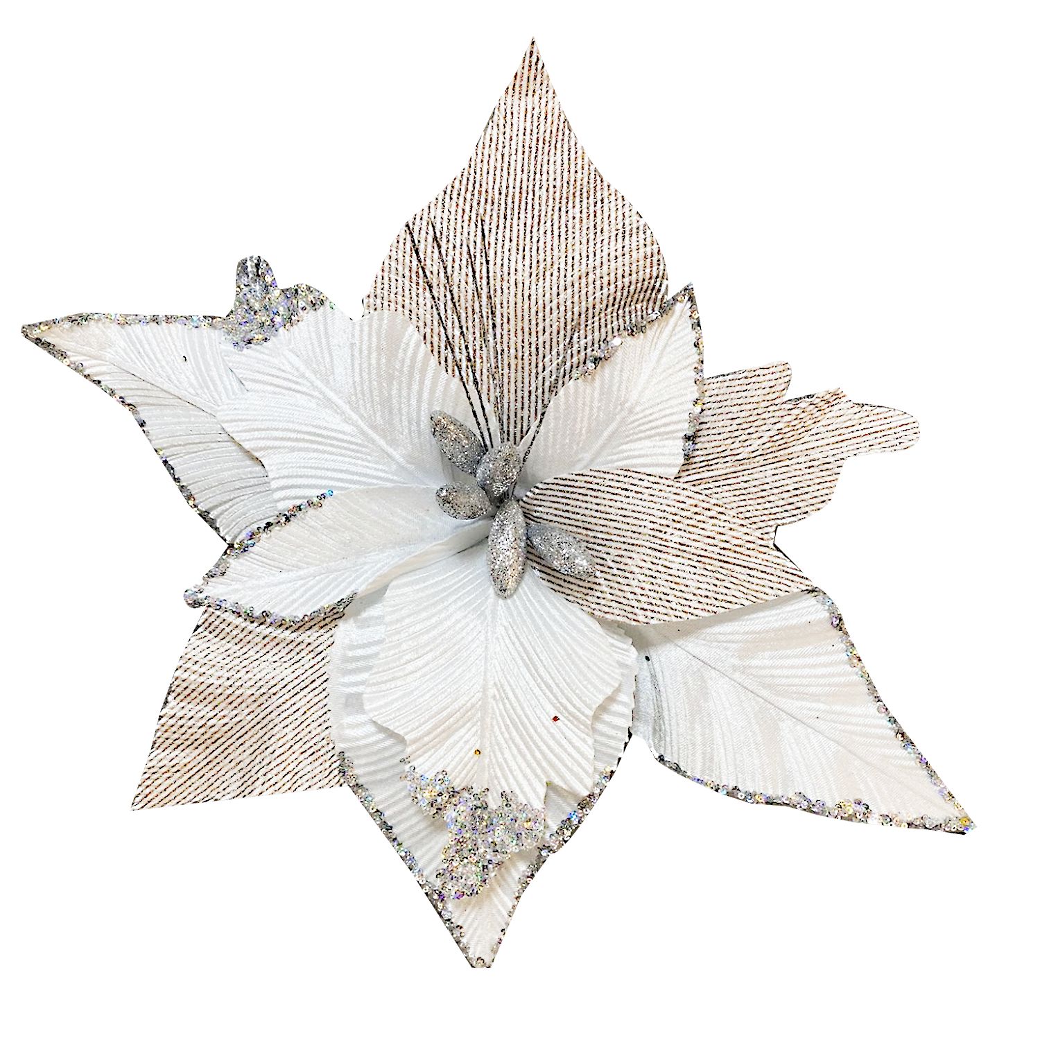 FLOR NAVIDEÑA PLATEADA 55CM (BJX40)