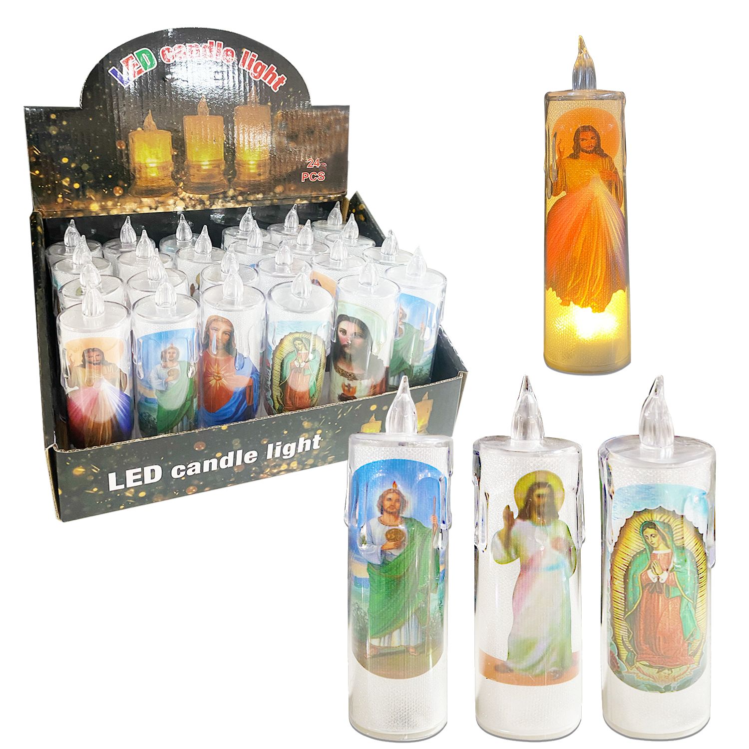 VELA NAVIDEÑA ESTAMPADA LUZ CALIDA (CJX24)