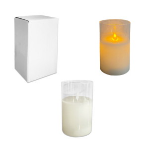 VELON BLANCO EN VIDRIO LUZ CALIDA 7.5*12.5CM (PILA)