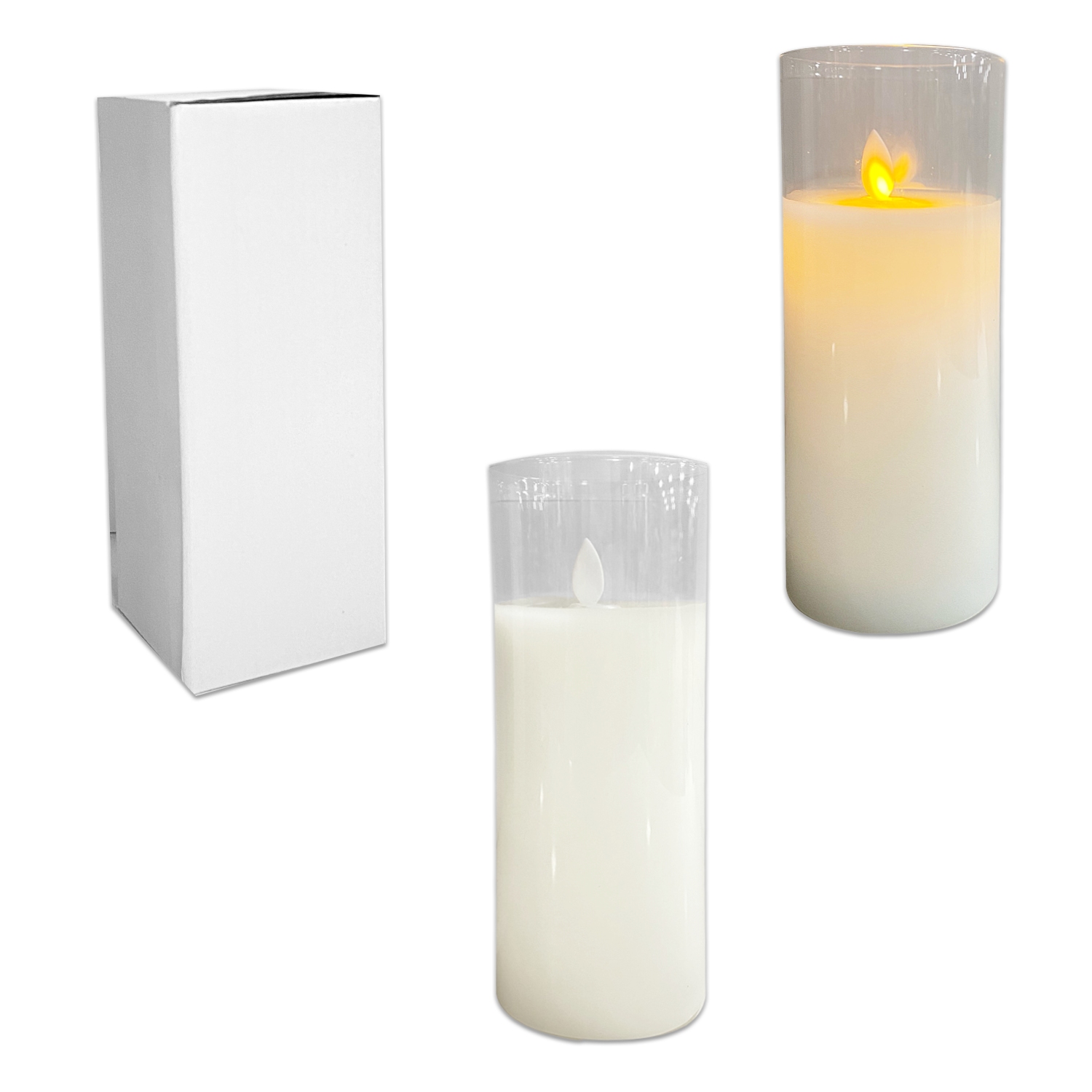 VELON BLANCO EN VIDRIO LUZ CALIDA 7.5*20CM (PILA)