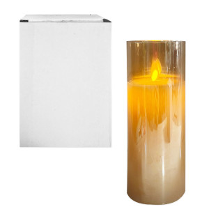 VELON BEIGE EN VIDRIO LUZ CALIDA 7.5*20CM (PILA)