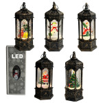 FAROL NAVIDEÑO ESTAMPADO LUZ CALIDA CON LIQUIDO