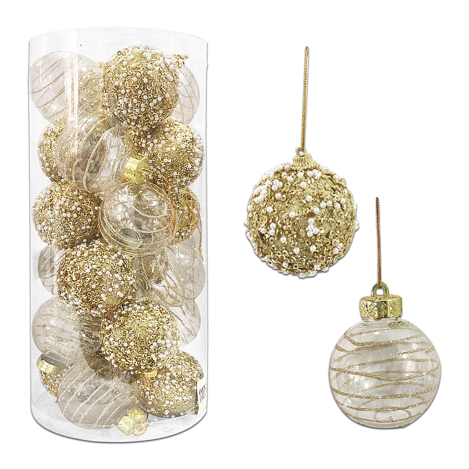 BOLA NAVIDEÑA DORADA 6CM X24