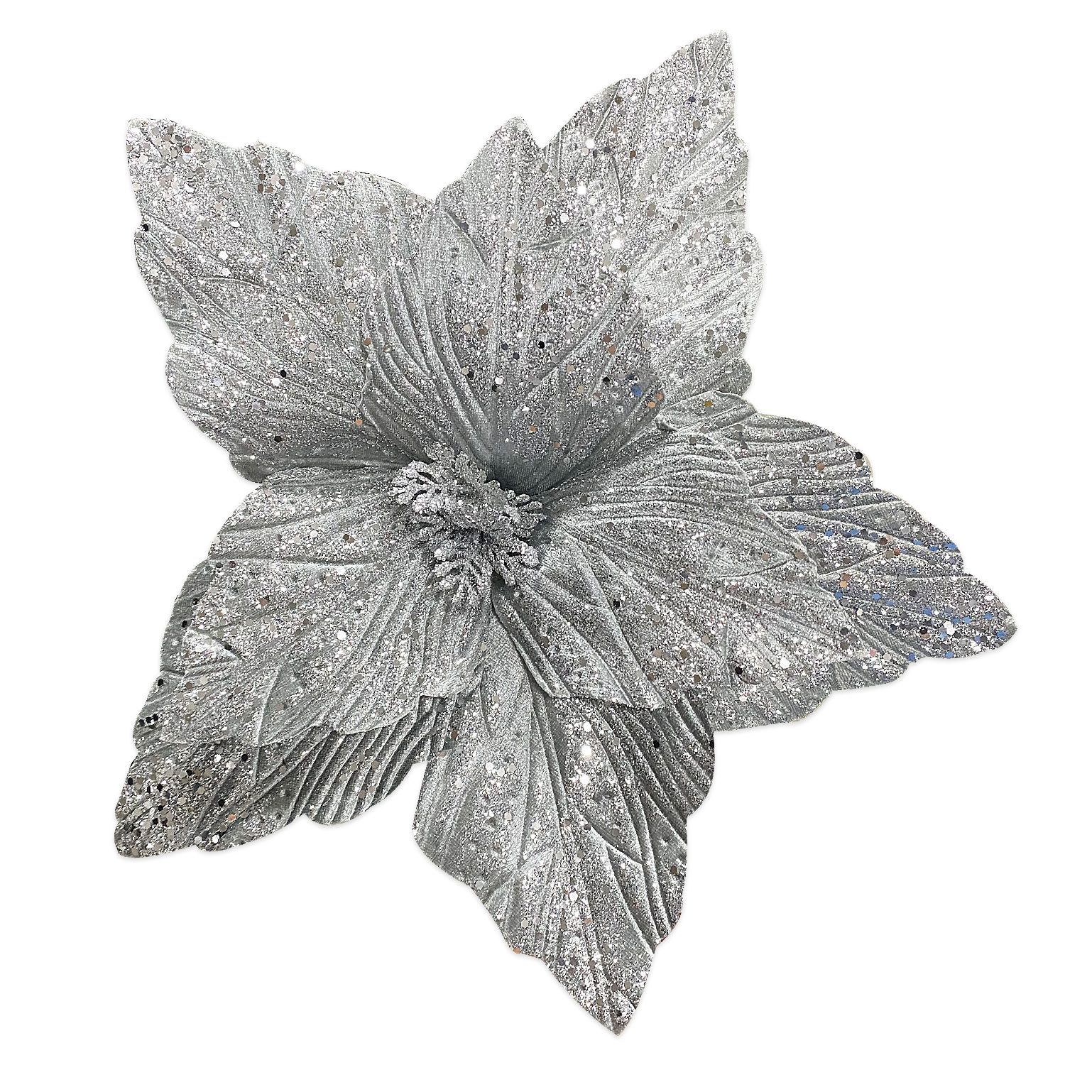 FLOR NAVIDEÑA PLATEADA 40CM (BJX60)