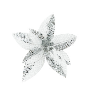 FLOR NAVIDEÑA BLANCA PLATEADA (BJ X 100)