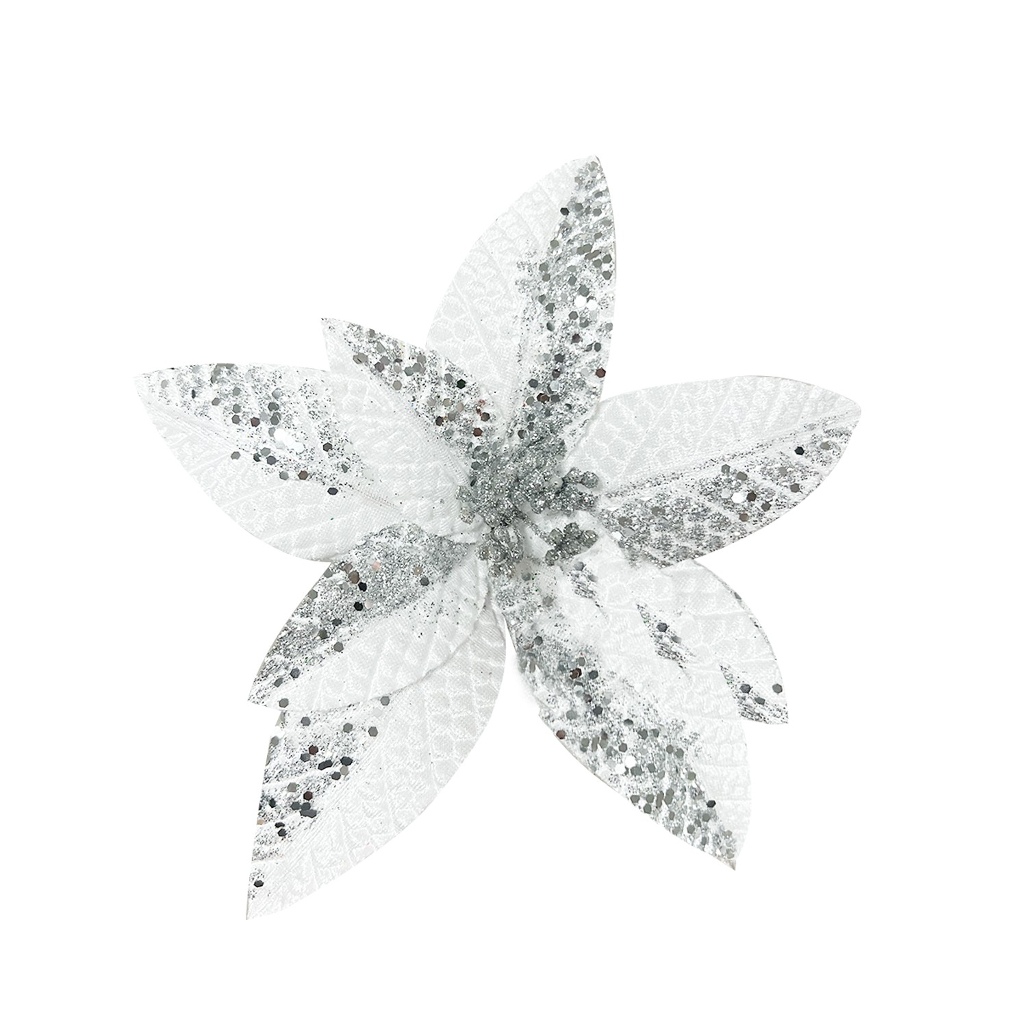 FLOR NAVIDEÑA BLANCA PLATEADA (BJ X 100)