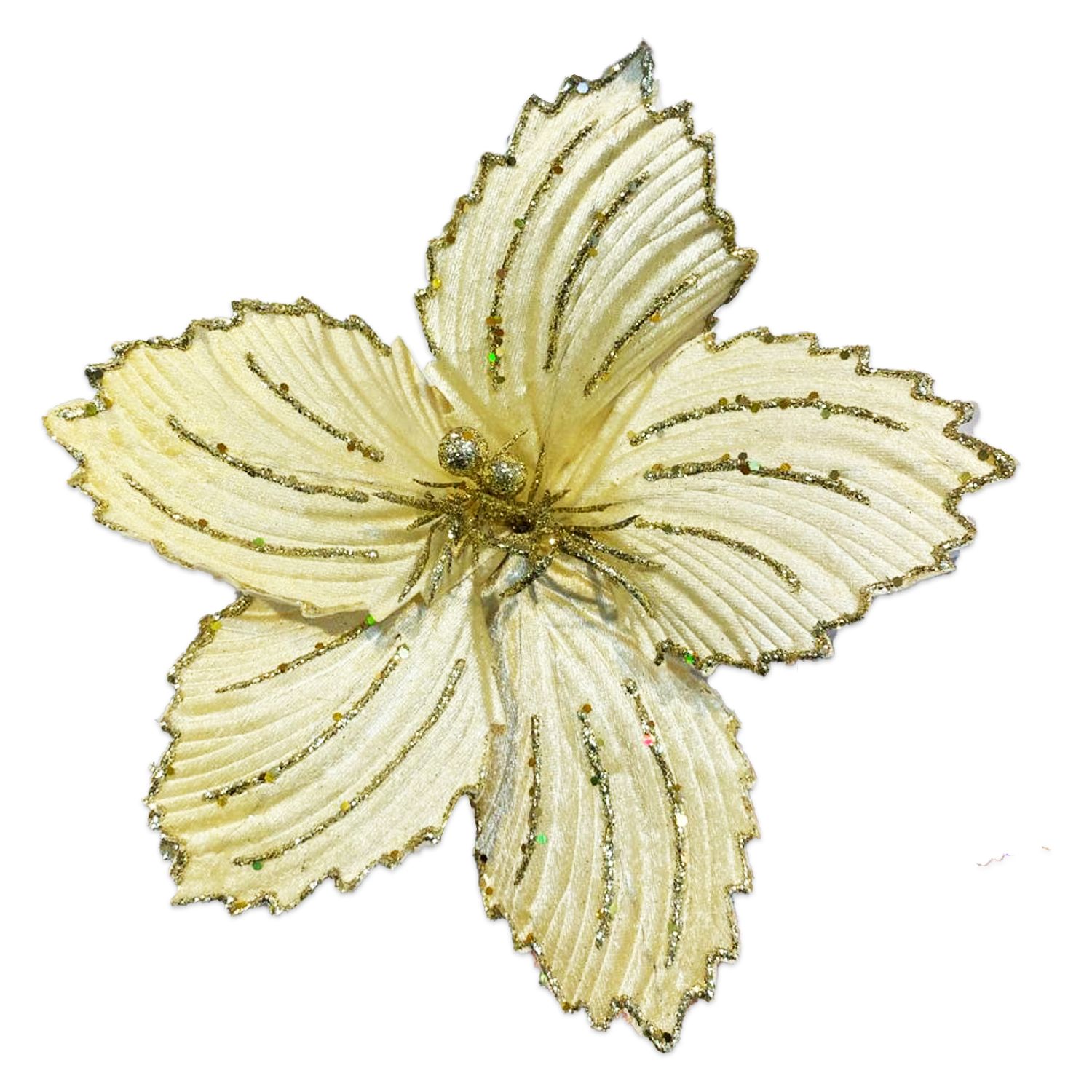 FLOR NAVIDEÑA DORADA 37*32CM (BJX100)