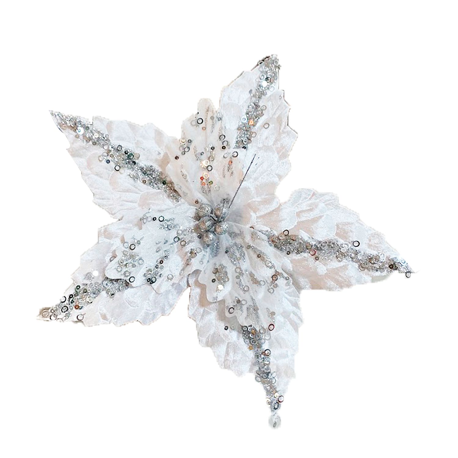 FLOR NAVIDEÑA PLATEADA 44*38CM (BJX80)