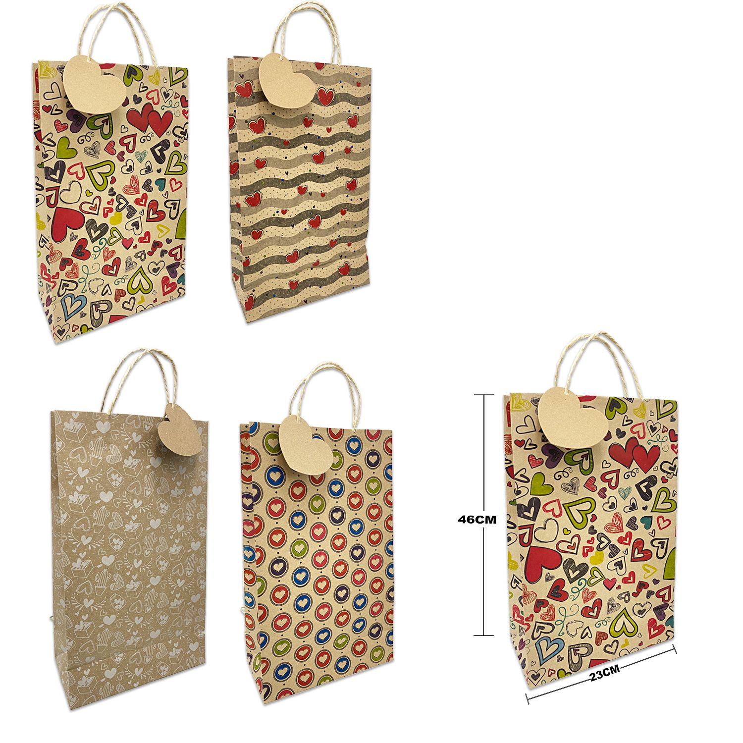 BOLSA DE REGALO ECOLOGICA GD CORAZONES (PQTX12):