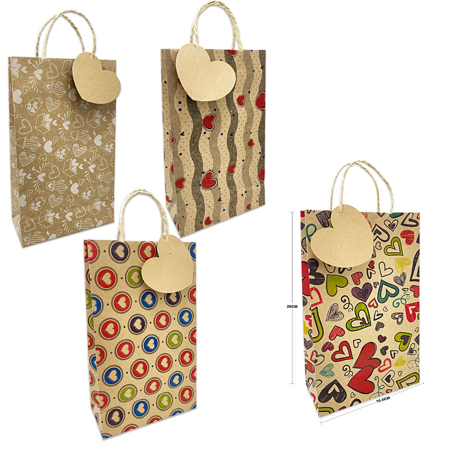 BOLSA DE REGALO ECOLOGICA PQ CORAZONES (PQTX12):