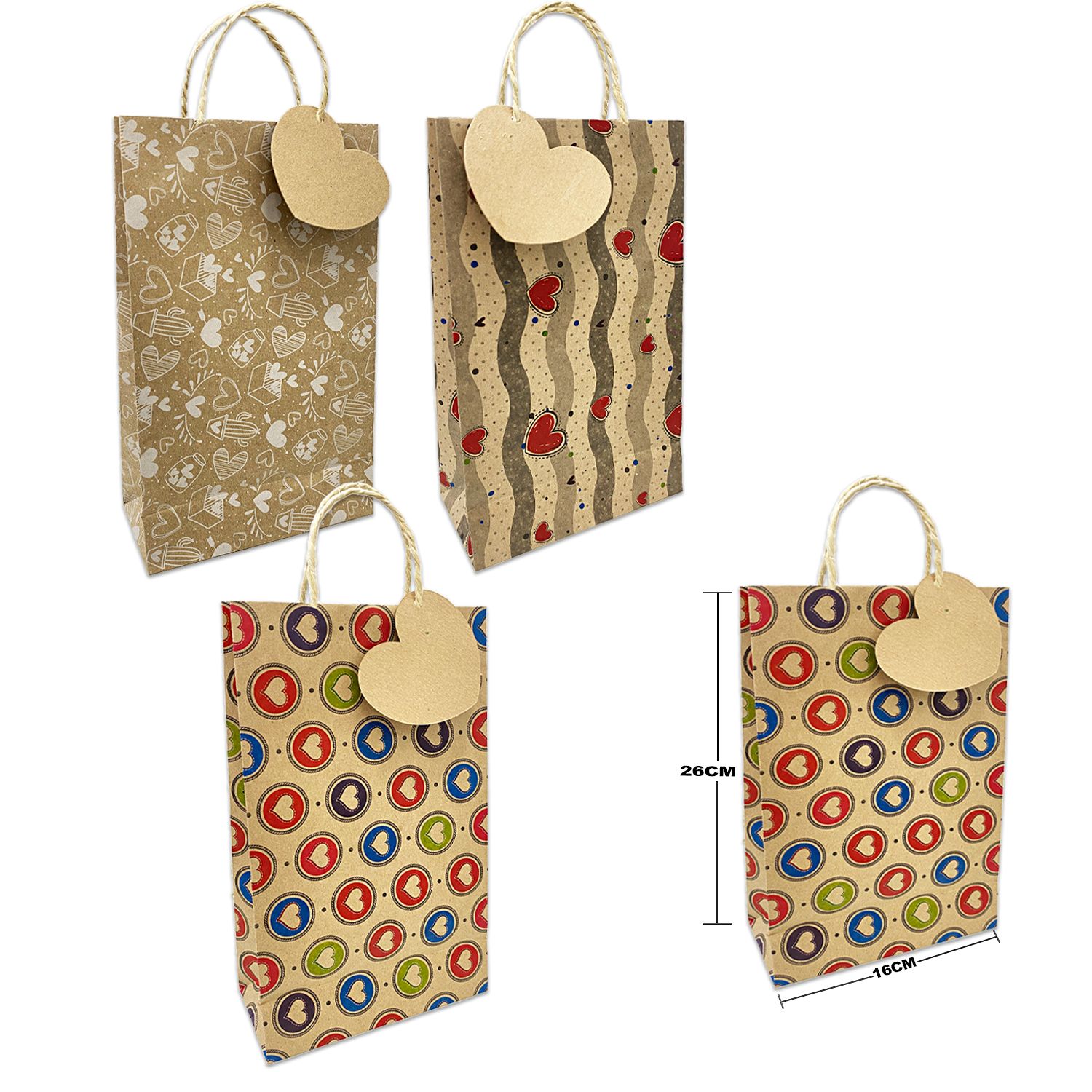 BOLSA DE REGALO ECOLOGICA PQ CORAZONES (PQTX12):