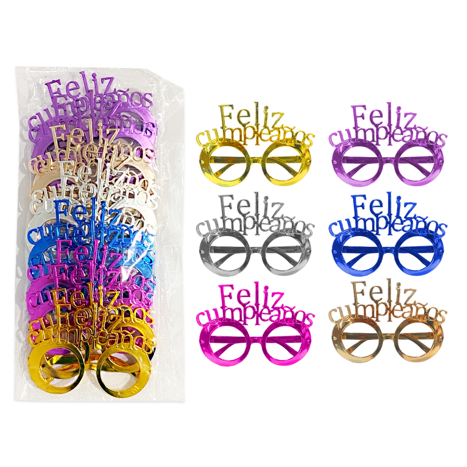 GAFAS PARA FIESTA FELIZ CUMPLEAÑOS (PQTX12)
