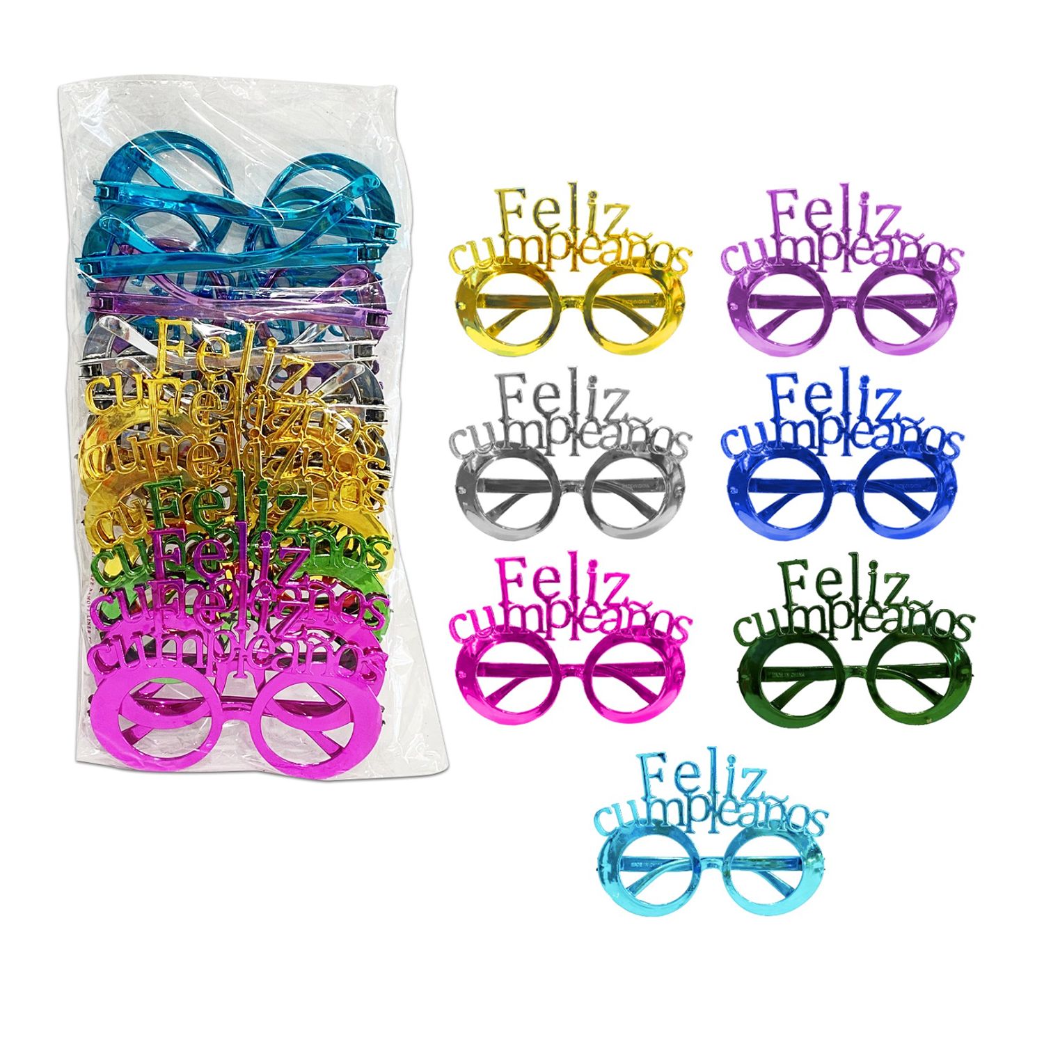 GAFAS PARA FIESTA FELIZ CUMPLEAÑOS (PQTX12)