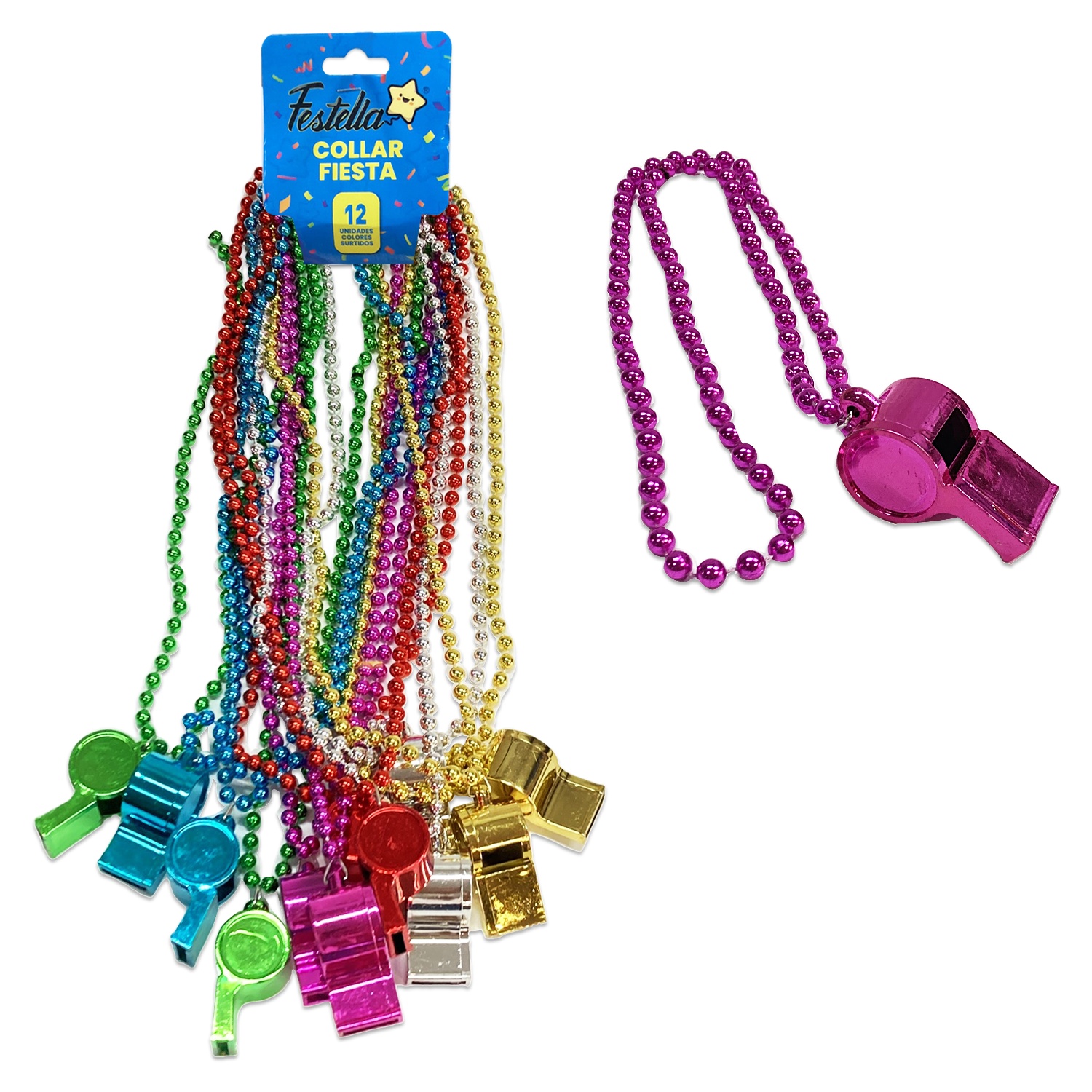 COLLAR PITO PARA FIESTA METALIZADO 7MM (PQTX12)