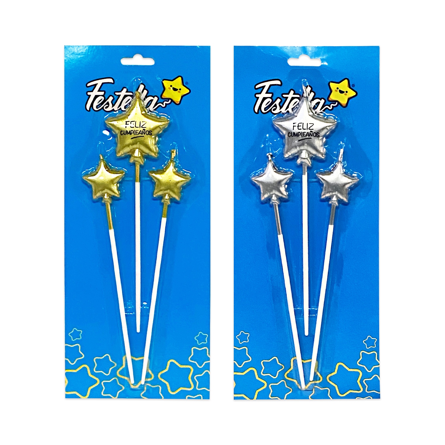 VELA ESTRELLA DORADA Y PLATEADA F.C X3 (CJX12)