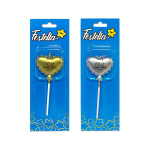 VELA CORAZON PLATEADA Y DORADA (CJX12)