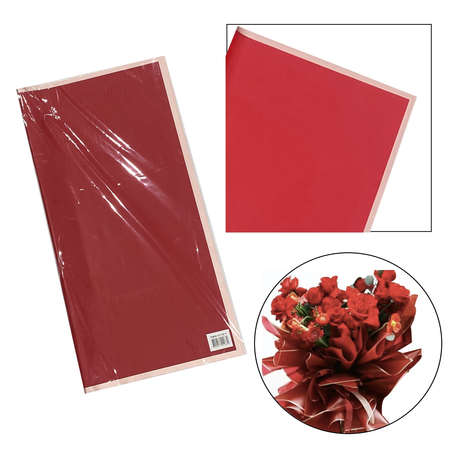 PAPEL COREANO ROJO BORDE METALIZADO X20: