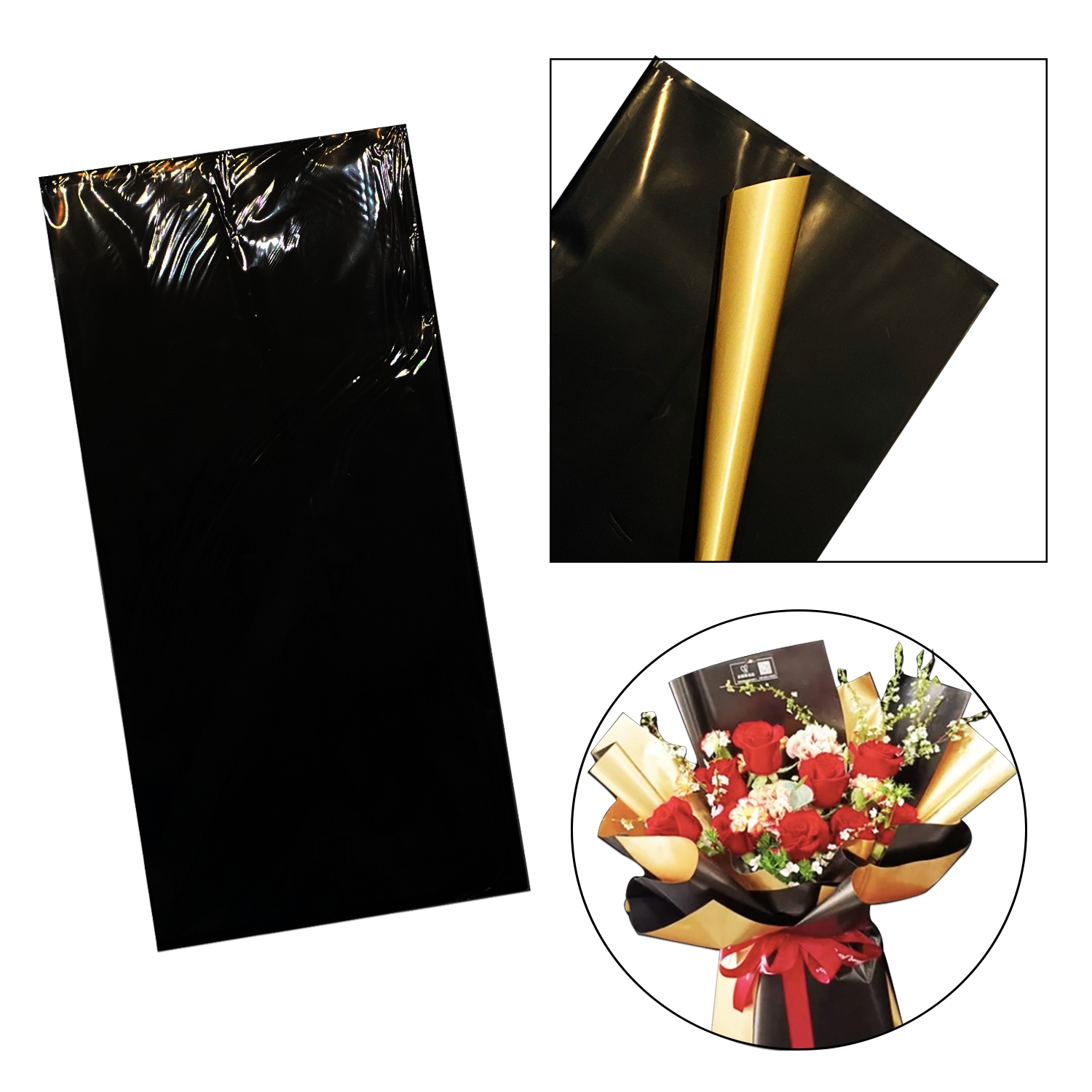 PAPEL COREANO NEGRO DORADO X20: