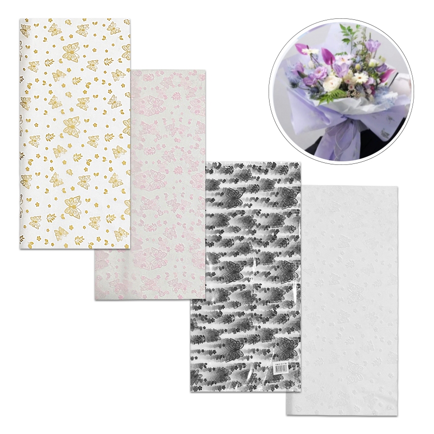 PAPEL COREANO MARIPOSAS Y FLORES SURTIDO X20