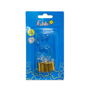 LAMPARA LED # 3 CON BASE DORADA (PQTX12)