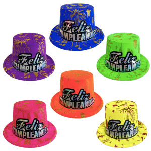 SOMBRERO FIESTA NEON FELIZ CUMPLEAÑOS (PQTX12)