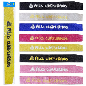 LISTON ESCARCHADO FELIZ CUMPLEAÑOS (PQTX12)