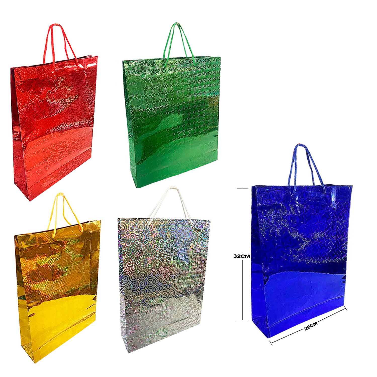 BOLSA REGALO HOLOGRAMA 38*29*9CM (PQTX12)