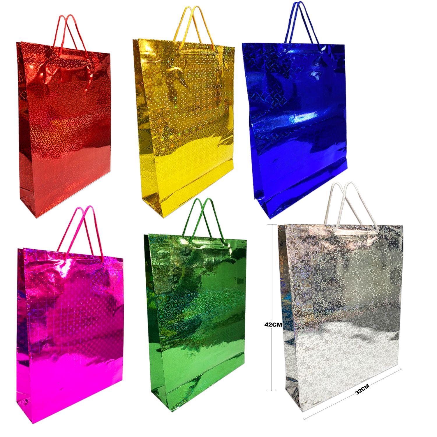 BOLSA REGALO HOLOGRAMA 32*45*9.5CM (PQTX12)
