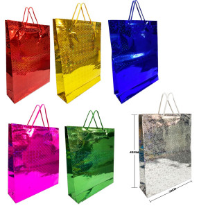 BOLSA REGALO HOLOGRAMA 32*45*9.5CM (PQTX12)