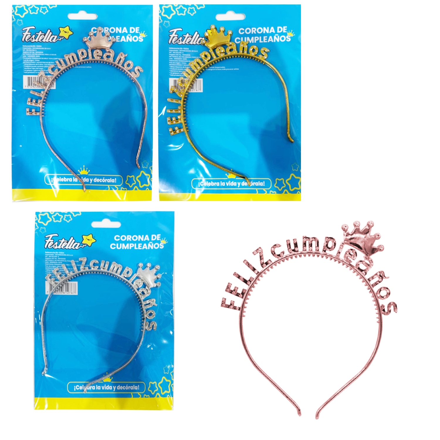 DIADEMA FELIZ CUMPLEAÑOS (PQTX12)