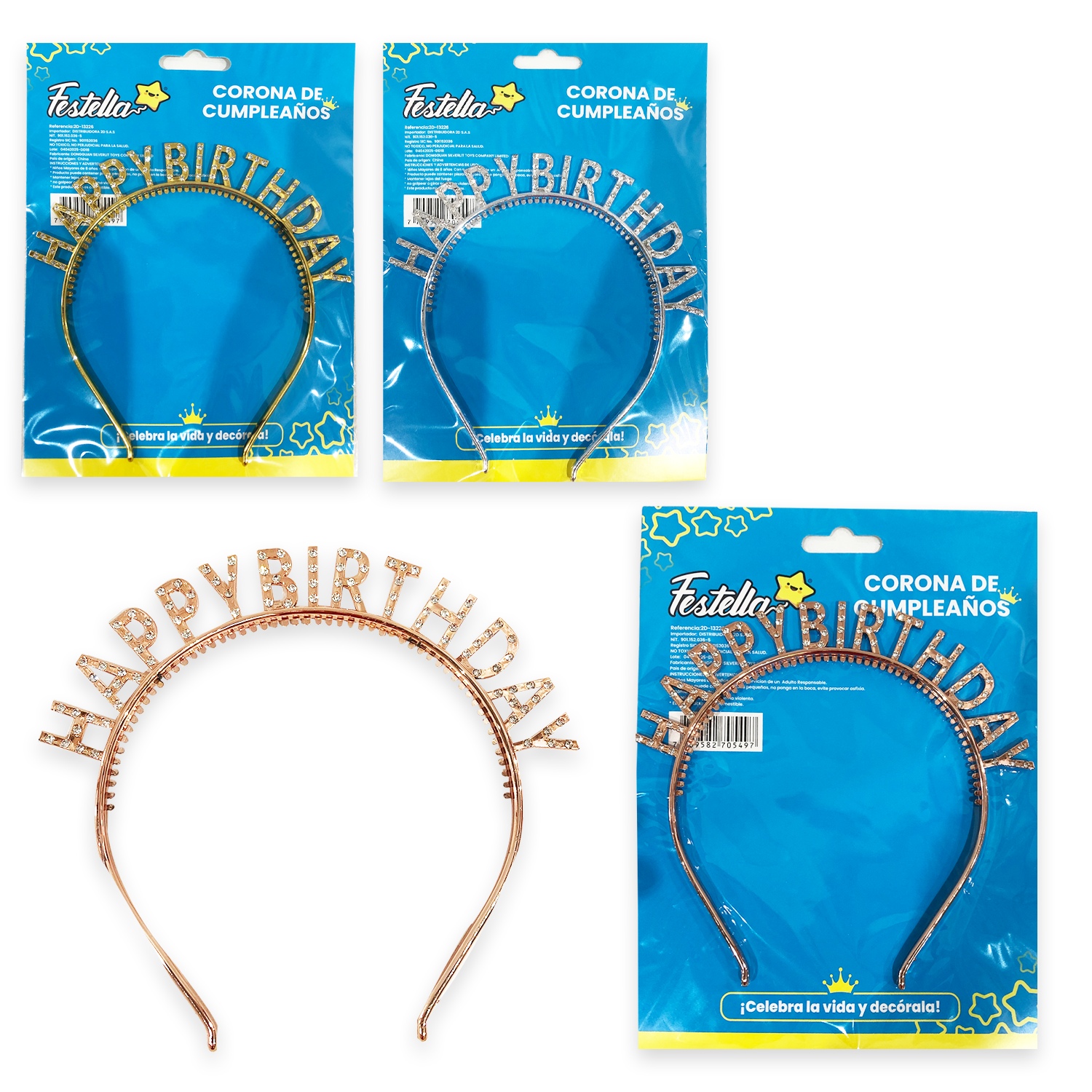 DIADEMA FELIZ CUMPLEAÑOS (PQTX12)