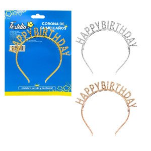 DIADEMA FELIZ CUMPLEAÑOS (PQTX12)