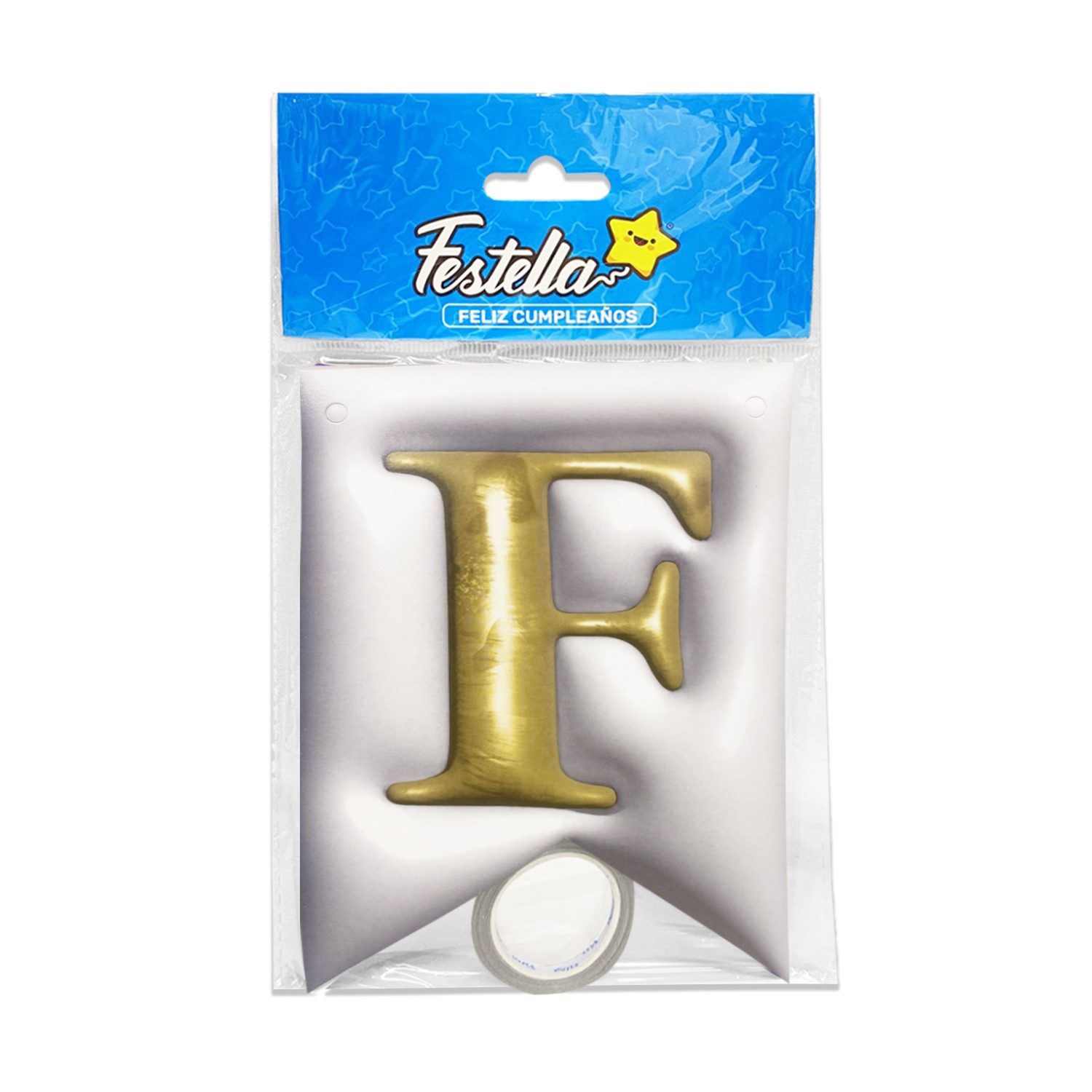 BANDERIN FELIZ CUMPLEAÑOS TIPO 3D PLATEADO (PQTX12)