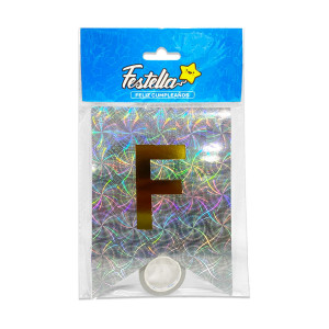 BANDERIN FELIZ CUMPLEAÑOS HOLOGRAMA PLATEADO (PQTX12)
