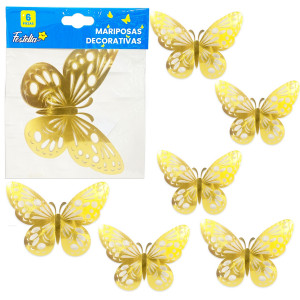 MARIPOSA DECORATIVA DORADA X6 (PQTX12)