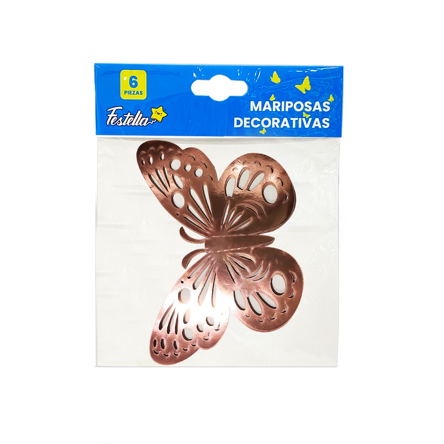 MARIPOSA DECORATIVA PALO ROSA X6 (PQTX12)