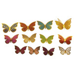 MARIPOSA DECORATIVA BRILLANTE DORADA X12 (PQTX12)
