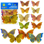 MARIPOSA DECORATIVA BRILLANTE DORADA X12 (PQTX12)