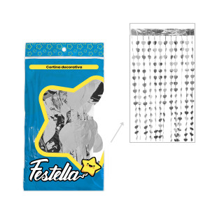 CORTINA DE FIESTA CORAZON PLATEADA 2*1M (PQTX12)